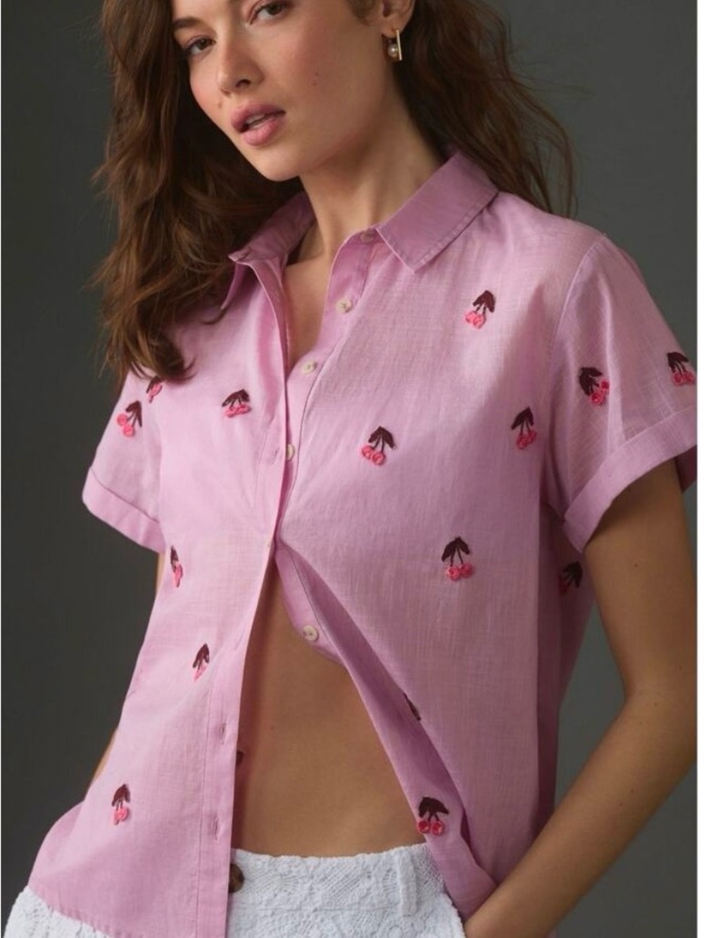 Anthropologie Maeve Cherry Surf Buttondown Shirt